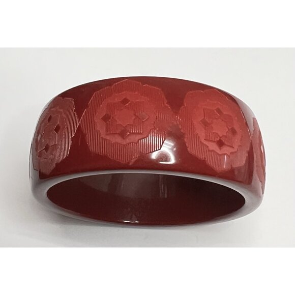 Tiffany & Co. Paloma Picasso Red Wide Bangle Resin Zellige Bracelets 7 1/2" - Picture 2 of 11